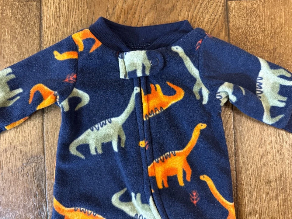 Carters prematuro bebé niño traje para dormir mameluco azul polar dinosaurio pies 2 Foto 3 de 4