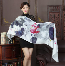 100  Silk Scarf Women neckerchief Shawl Wrap Floral pink red black gray MY212-2
