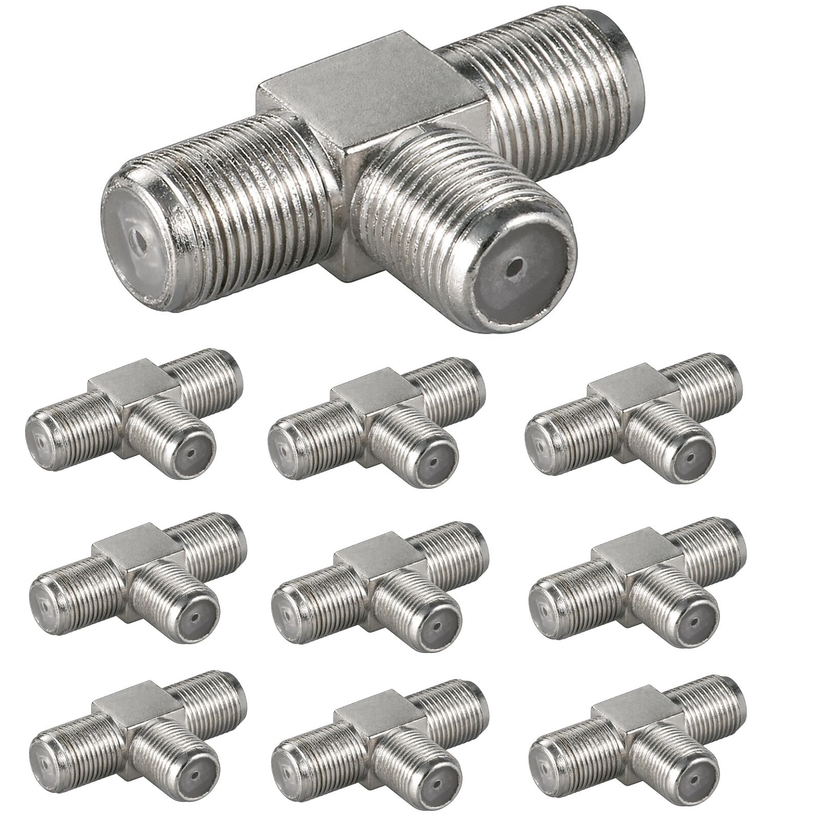 Thumbnail - F-stecker Adapter T-verbinder 3fach Kupplung Koaxstecker 10 Stück
