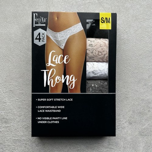 Felina 4 Pack Lace Thongs Pants New Size Small, Medium - Beige White Black Grey - 第 2/6 張圖片