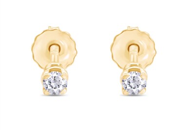 0.05 Cttw Genuine Diamond Solitaire Earrings 14k Yellow Gold