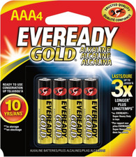 Eveready Gold Alkaline Batteries AAA, 4-Count Pack of 3 