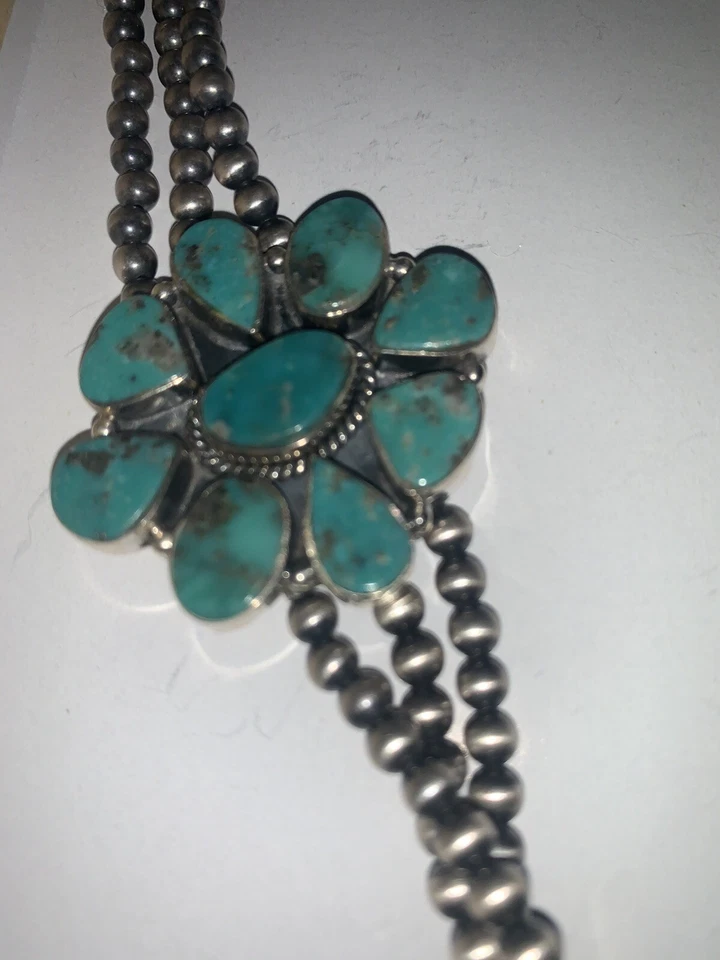 Collar Gargantilla Colgante Navajo Perla Y Turquesa Foto 3 de 3