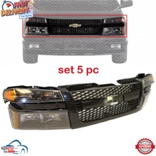 NEW FRONT GRILLE HEADLIGHTS PARKING LIGHTS KIT 5PC FOR 2004-2012 CHEVY COLORADO
