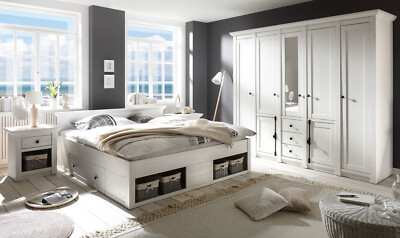 Schlafzimmer komplett Set Doppelbett 180x200 Kleiderschrank 2x Nachttisch Hooge
