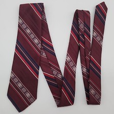 Sears Necktie Stripe Blue Maroon Polyester 57" Long 3" Wide VTG