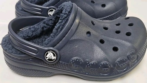 Crocs Baya Lined Clogs Toddler Size C 11 Slip On Comfort Shoes Navy Mammoth EUC - Picture 8 of 17