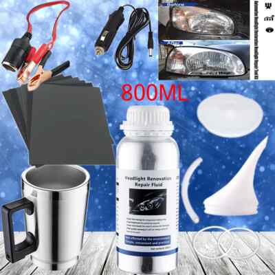 Car Headlight Polish Restoration Kit 800G Headlamp Liquid Polymer Auto Tool Set