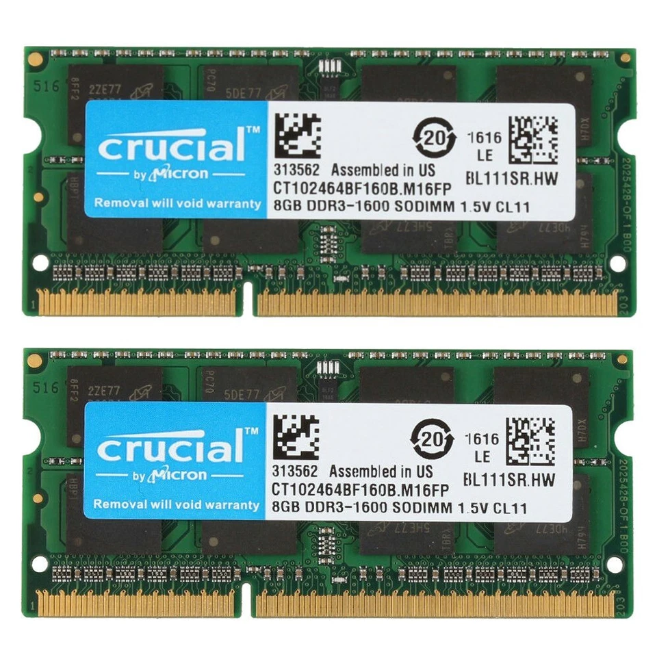 Crucial 16GB 2x8GB PC3-12800 DDR3 1600MHz RAM for MacBook Pro 13" Mid-2012 A1278 - Image 3 of 4