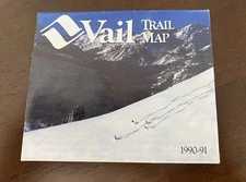 VAIL 1990- 1991 Ski Brochure Trail Map COLORADO Skiing Resort Vintage Souvenir