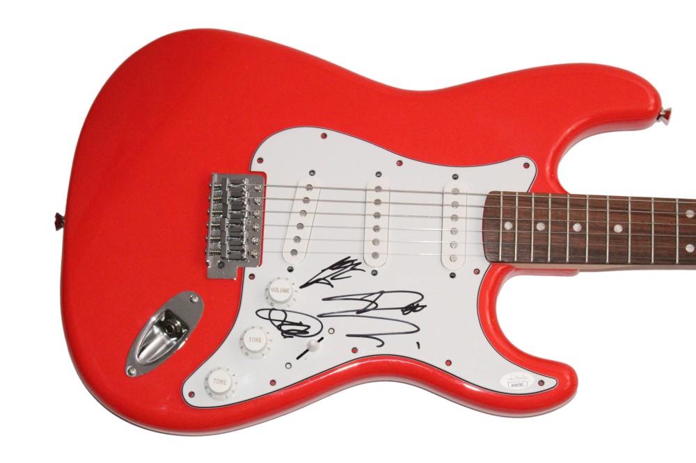 Tokio Hotel Band (x3) Signed Autograph Fender Guitar Tom Kaulitz
