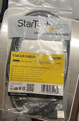StarTech 2m Micro USB Cable A to Down Angle Micro B USBAUB2MD
