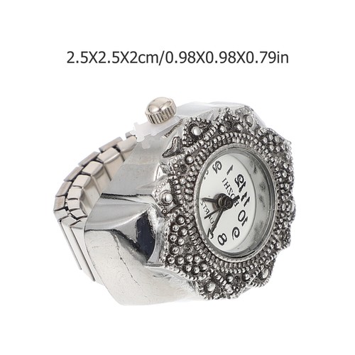 Women Watch Octagonal Women's Miss Alloy Elastic Ring Numerals Quartz - Picture 4 of 12