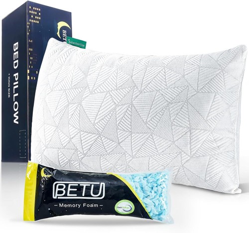 Memory Foam Cooling Pillow Heat and Moisture Reducing Ice Silk and Gel Infused