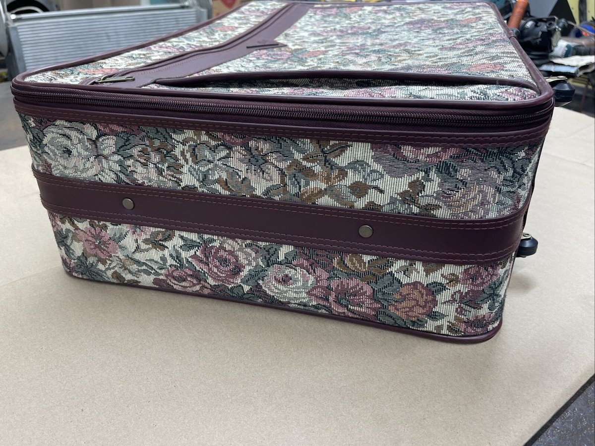 Vintage HTF 1980's Burgundy Floral Verdi Luggage Collection Vintage HTF 1980's Burgundy Floral Verdi Luggage Collection