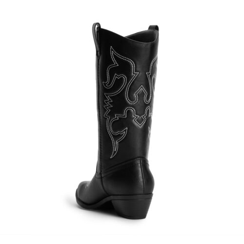 Damen Cowboystiefel Schlupf Cowgirl Stiefel Halbhohe Reitstiefel Westernstiefel - Bild 11 von 45
