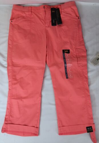 Lee 5 Pocket Relaxed Fit mittelhohe Caprihose, koralle, 8M, flexible bequeme Taille neu mit Etikett