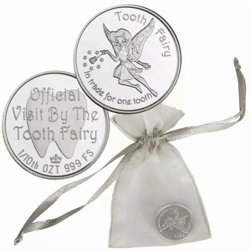 Tooth Fairy 1/10 oz .999 Pure Silver Round With Gift Bag - New  UNC  Great Gift