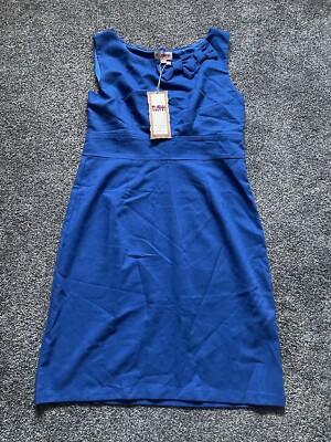 Neu mit Etikett Damen Cushh Kleid, Größe 12-14, blau, Stretch, Schleife, ärmellos, (6)