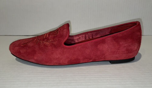 Vionic Romi Red Suede Loafers Flats with Crest Size 8 Arch Support Shoes - Picture 1 of 17