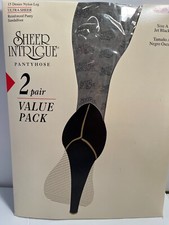 Vintage Sheer Intrigue Pantyhose 2 pair Size A Jet Black P2