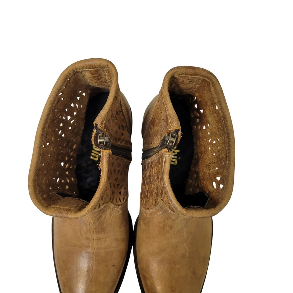 Botas occidentales FARYL ROBIN 9 de cuero tostado recortadas con láser 547 Foto 4 de 4