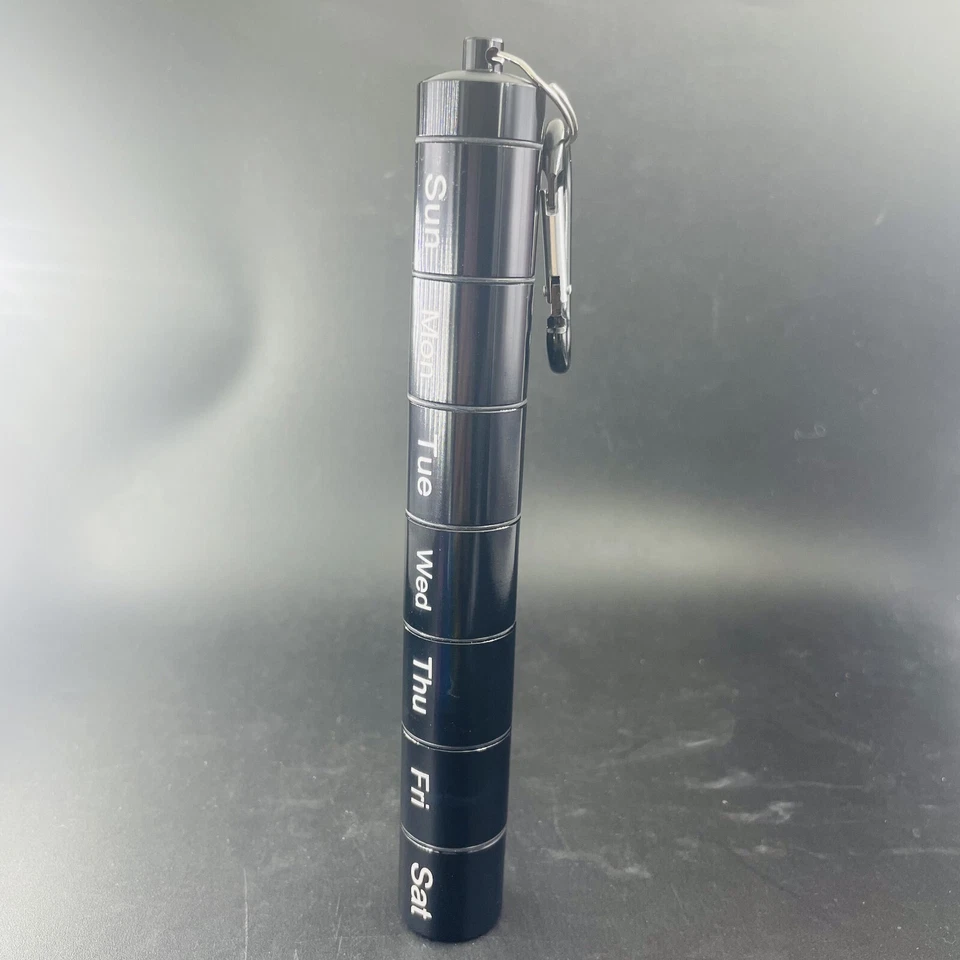 Portable Pill Case 7 Compartments Pocket Aluminum Alloy Pill Box with Keychain - Image 3 of 4