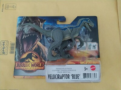 Jurassic World Dominion Ferocious Pack Velociraptor Blue Actionfigur MEGA RARE