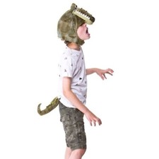 Crocodile Head and Tail Set Kids Croc Dinosaur Fancy Dress Costume Book Day