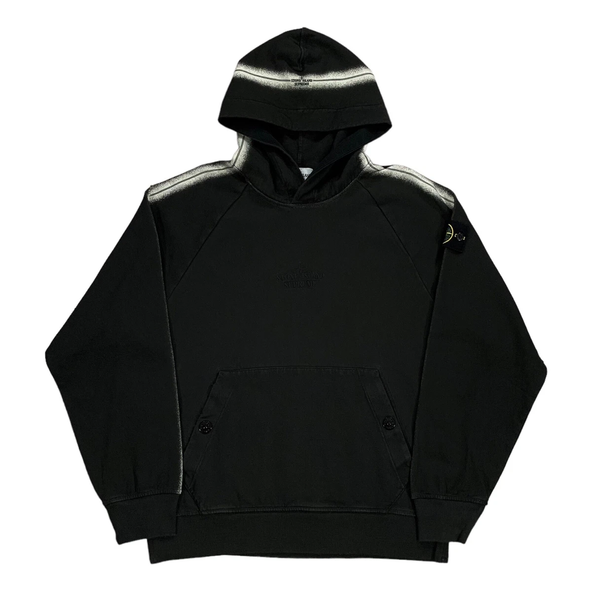 Supreme Stone Island Striped Black & White Hoodie Sweatshirt