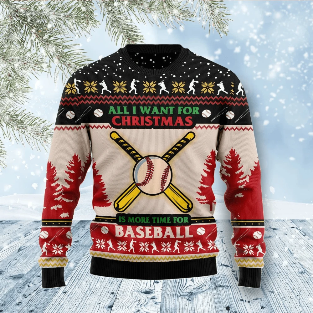 Time For Baseball Ugly Christmas Sweater Lightweight Gift For Baseball Lover
