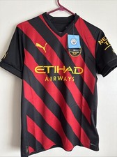 NWT PUMA Manchester City Youth Away Jersey 2022/23 Kids XL Black Red 70