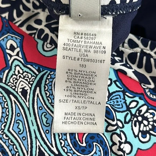 TOMMY BAHAMA Blue Red Print Riviera Tankini Top Size XS - Picture 7 of 8