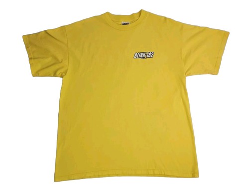 Vintage BLINK 182 t shirt XL yellow punk Crappy Since 1992 Dibble Sided Band tee