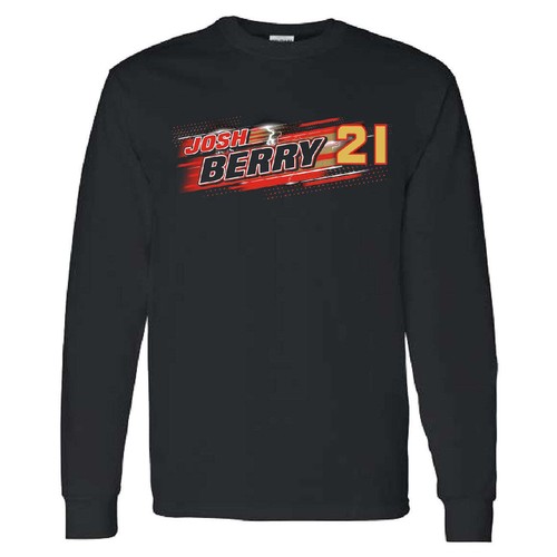 Josh Berry 2025 Long Sleeve Name & Number #21 T-Shirt Black - Imagen 2 de 3