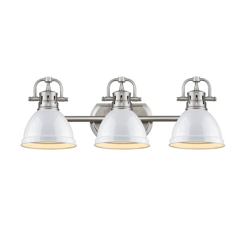 Duncan 24 1/2"W Pewter 3-Light Bath Light with White Shades - Picture 3 of 5