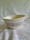 VINTAGE McCOY 8" MIXING STONEWARE NESTING BOWL w/BLUE & PINK STRIPES -USA