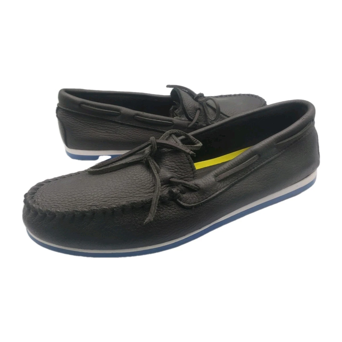 Minnetonka Men\'s 13M Pile Lined Hardsole Black Suede Moccasin In-Out Door Sipper Minnetonka Mens Pile Lined Hardsole Moccasin, Black, Size 10  main image 2