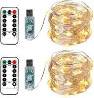 Lichterkette USB LED Warmweiß Timer Fernbedienung Silberdraht 10M 100 Leds