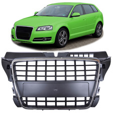 Wabengrill Sport Kühlergrill Chrom Schwarz passend für Audi A3 8P ohne PDC