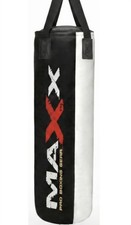 MAXX Pro Boxing Gear Hanging Punch Bag 5 Foot. Black/White Wall Bracket Chain I