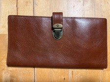 Vintage Envelope Brown Leather Slim Passport Travel Wallet 9 x 4.5