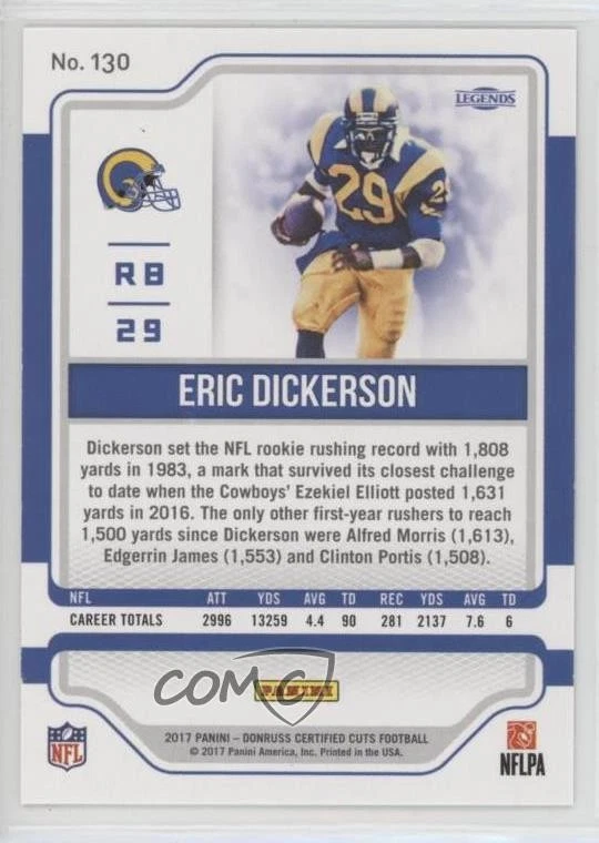 2017 Certified Cuts Legend /399 Eric Dickerson #130 HOF - Image 2 of 2