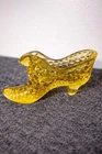 New ListingFenton Yellow Hobnail Glass Slipper 6" Vintage Shoe Figurine Bright Art Glass