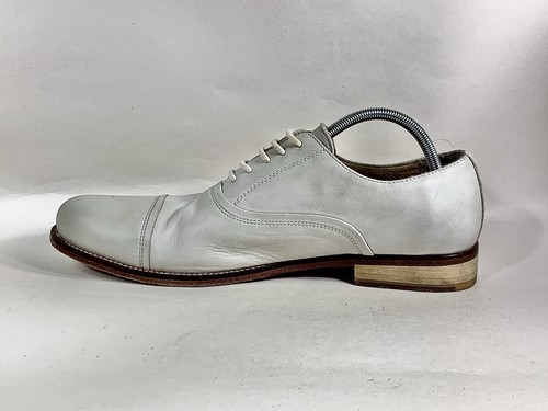 SHOO Men's Shoes Ivory Leather Formal Oxford Lace Up Shoes 40 UK 7 - Picture 8 of 15