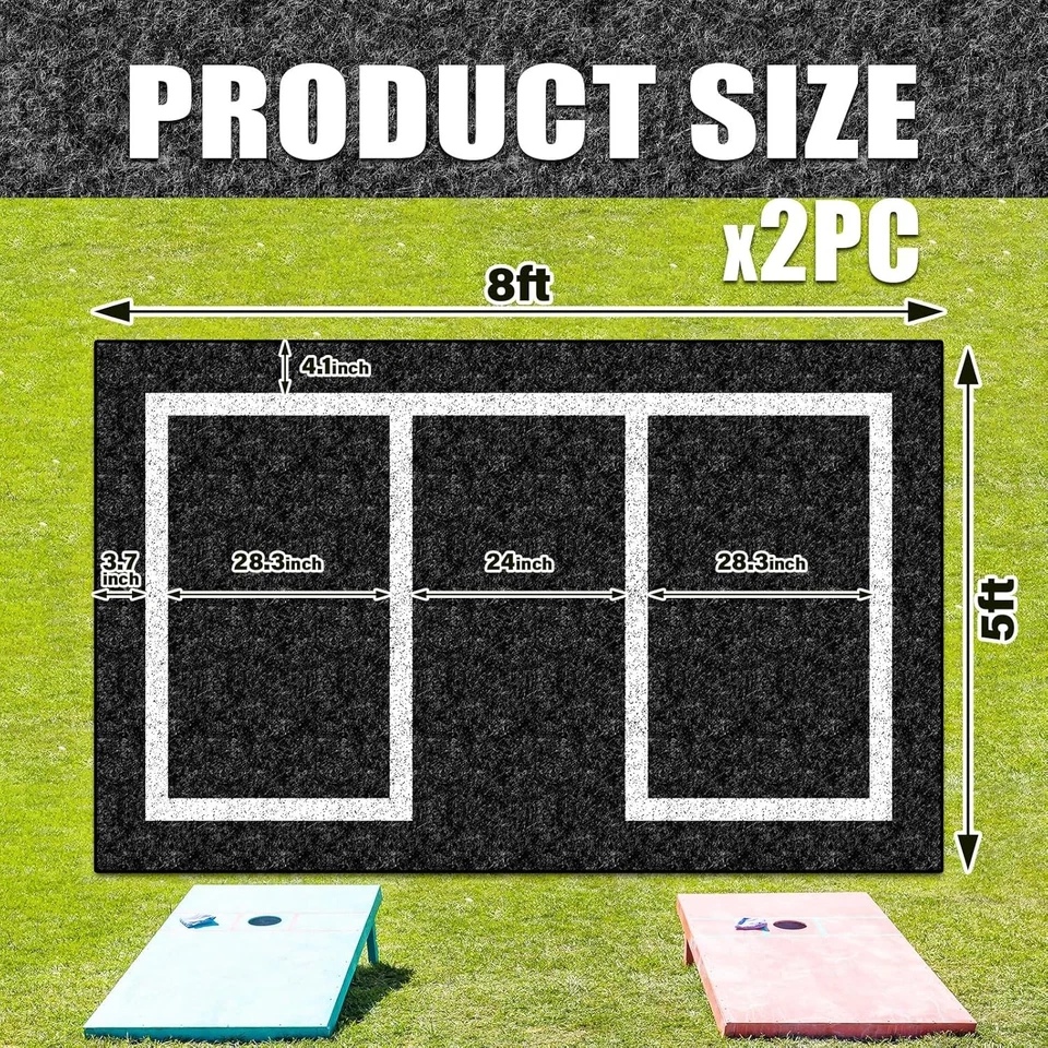 2 Packs Cornhole Mats 5 X 8 Ft Felt Prevent Slipping Cornhole Pads for Cornhole - Image 2 of 4