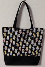 Handmade cotton tote bag  featuring a cat pattern.