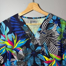 Butter-Soft Originals Tropical Floral Scrub Top Size Large Medical Dental Vet