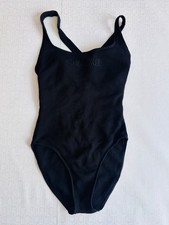 VTG 80'S-90'S BLACK CHEROKEE MESH ONE PIECE HIGH CUT LEG CROSS BACK SWIMSUIT S/M