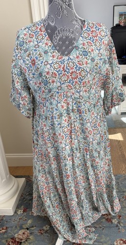 Polagram Dress Womens L / XL Floral Prarie core tiered Lagenlook Babydoll - Picture 6 of 11